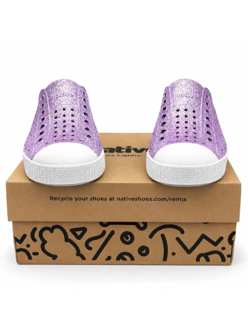 Native Shoes Jefferson Bling Glitter Kids Slip-On Shoes Powder Bling J3 EVA